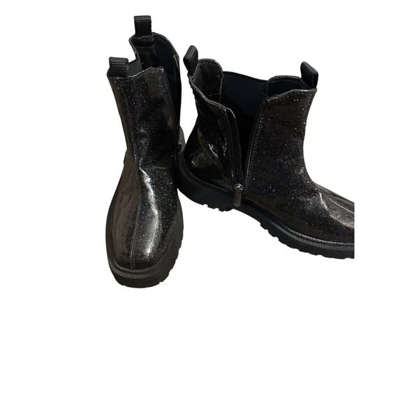 Sam Edelman Laguna Black Sparkle Glitter Ankle Boots Size 4 Retail $ 149